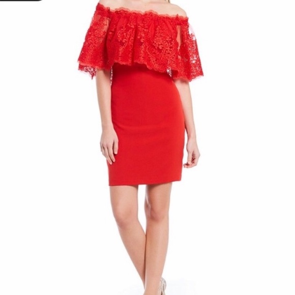 BADGLEY MISCHKA RED MIDI DRESS SIZE 2 - Picture 3 of 9